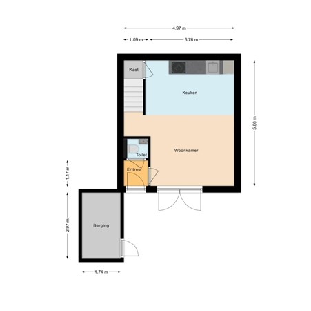 Floorplan - Koningin Wilhelminastraat 56C, 3751 DG Bunschoten-Spakenburg